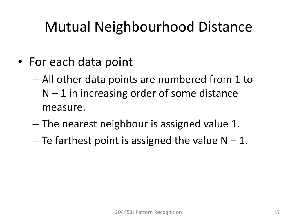 mutual neighbourhood distance