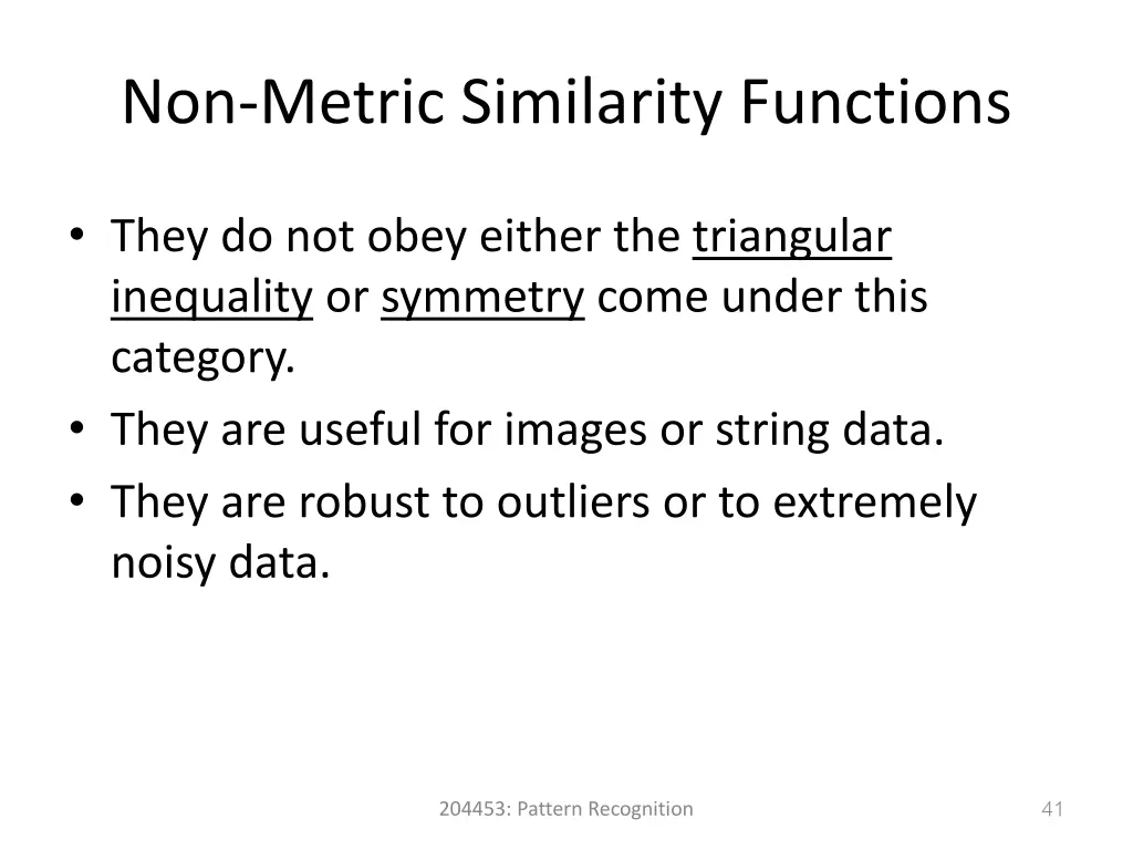 non metric similarity functions