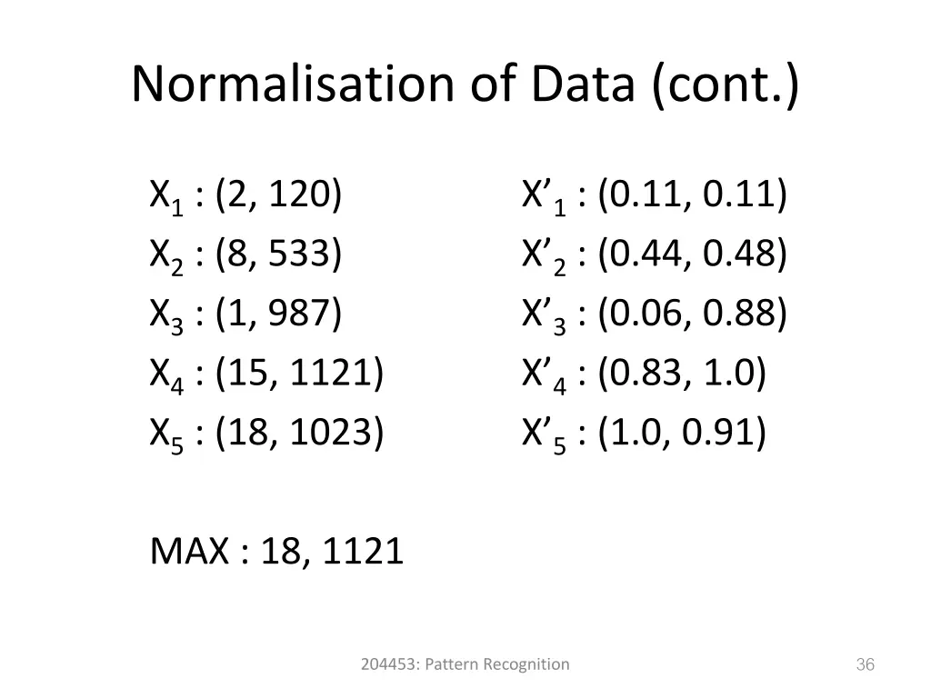 normalisation of data cont