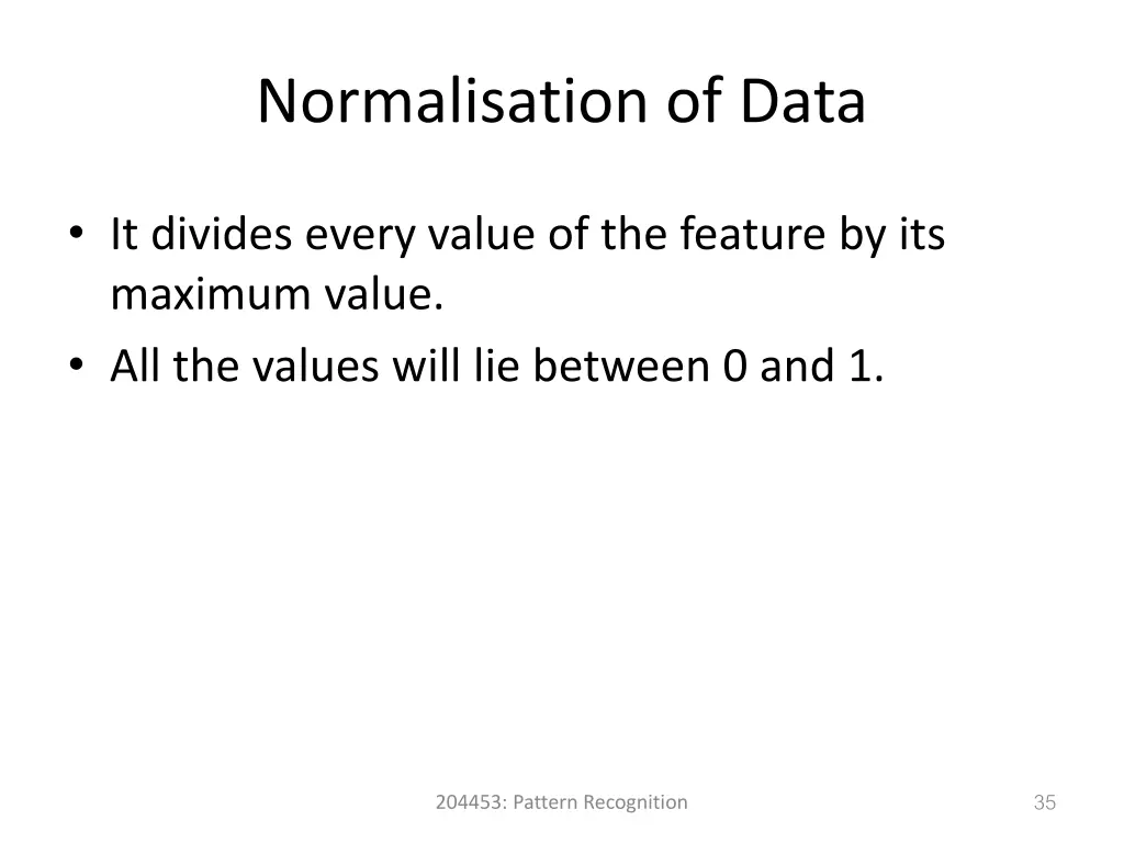 normalisation of data