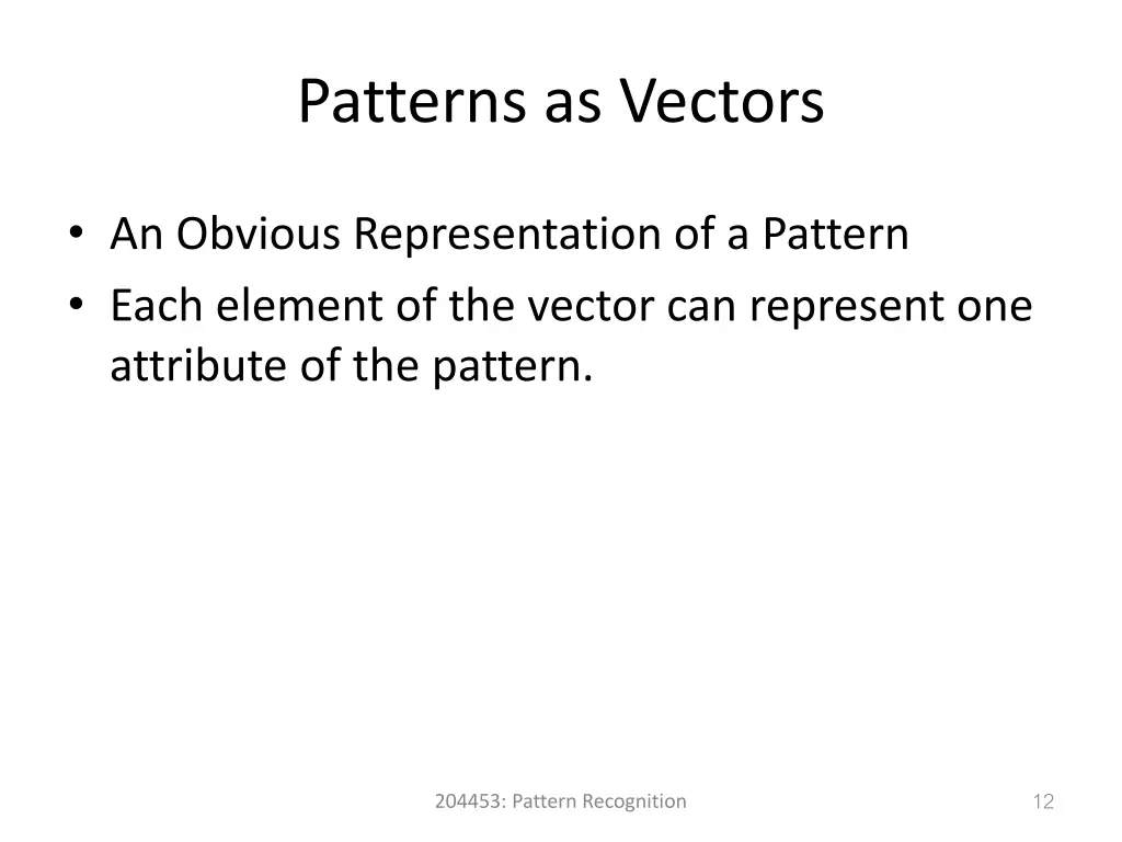 patterns as vectors