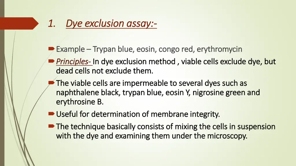 1 1 dye exclusion assay dye exclusion assay