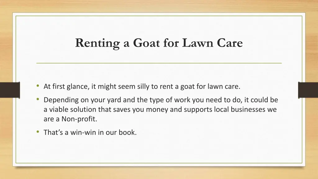 renting a goat for lawn care