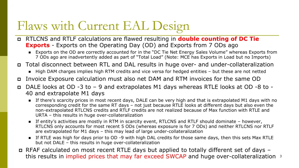 flaws with current eal design rtlcns and rtlf