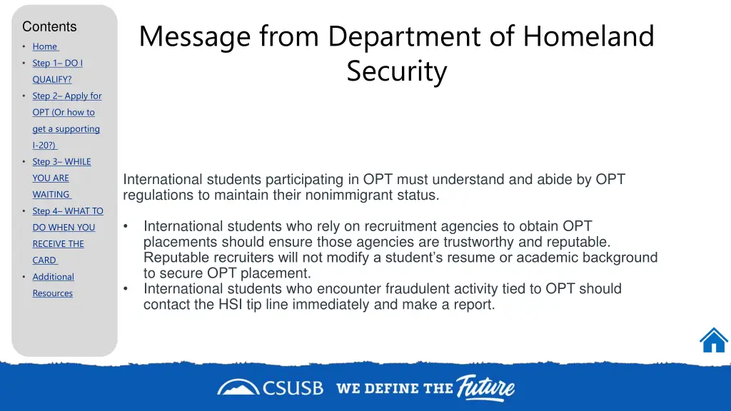 message from department of homeland security