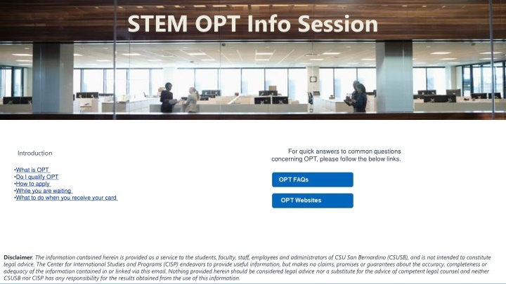 stem opt info session