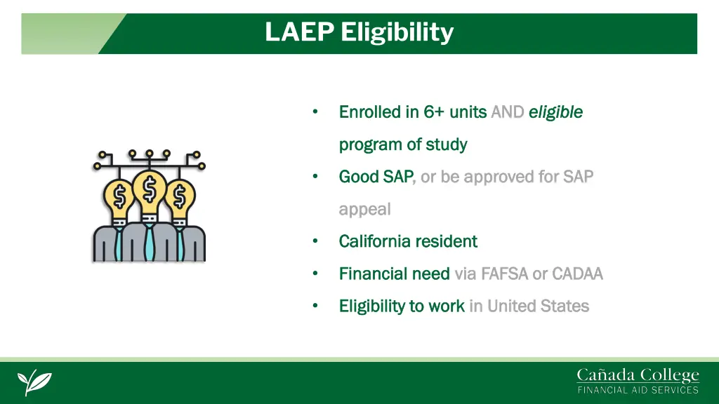 laep eligibility