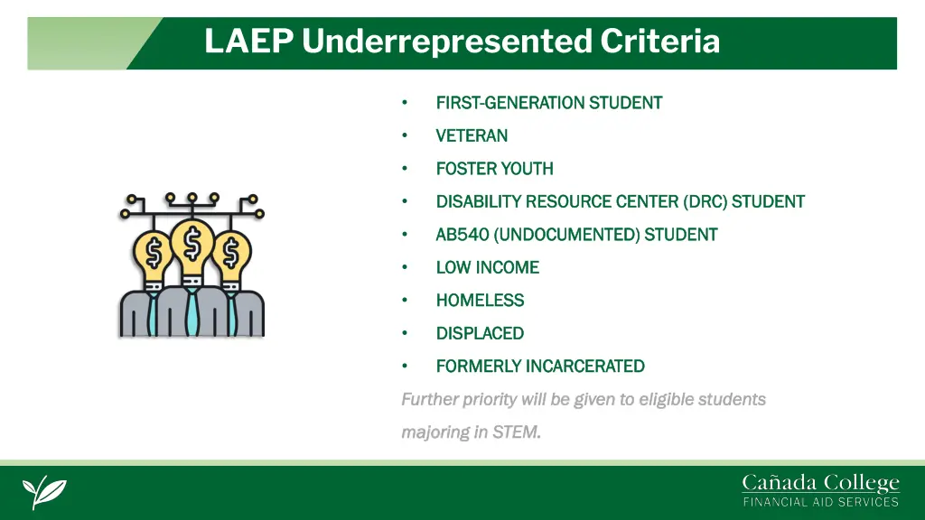 laep underrepresented criteria