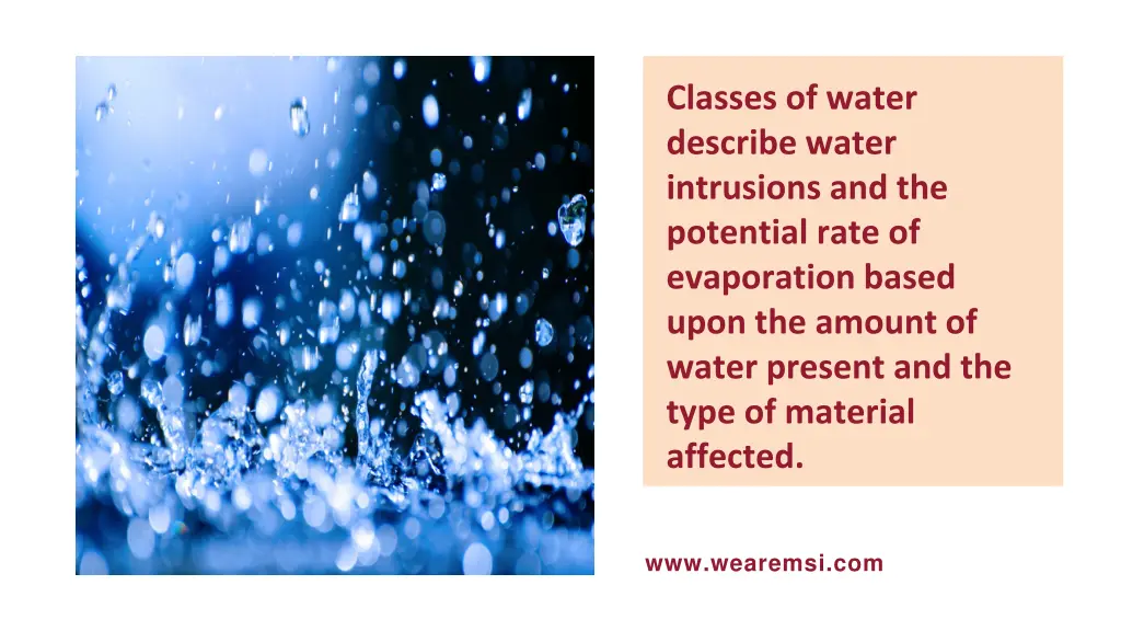 classes of water describe water intrusions