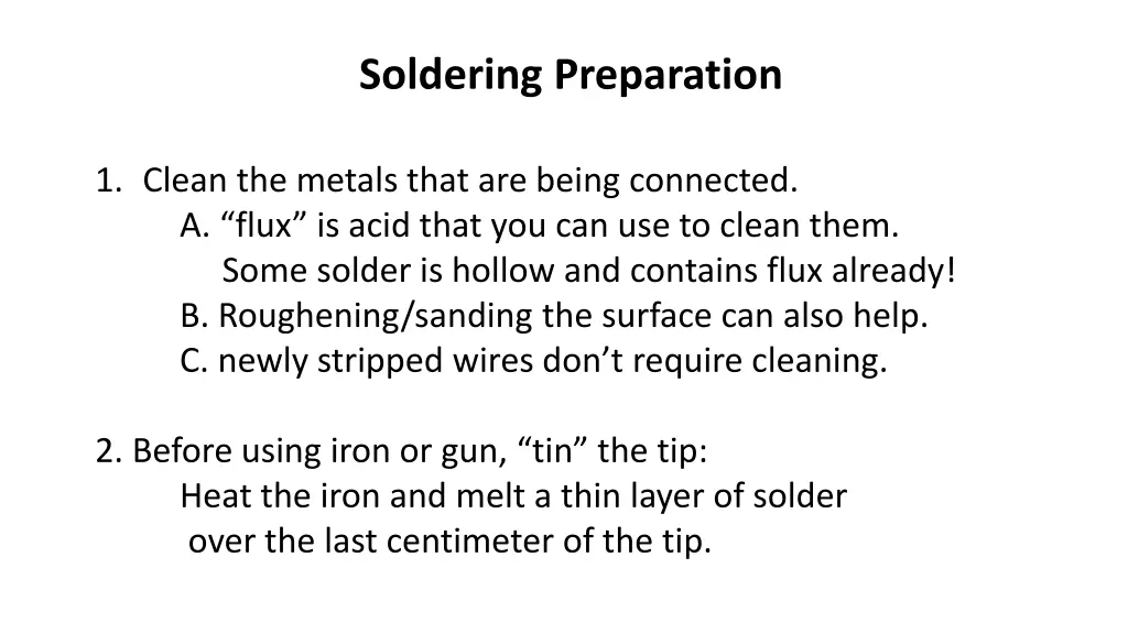 soldering preparation