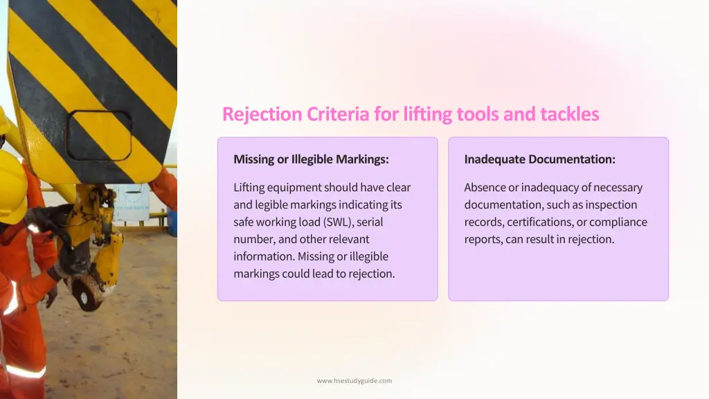 rejection criteria for lifting tools and tackles 1