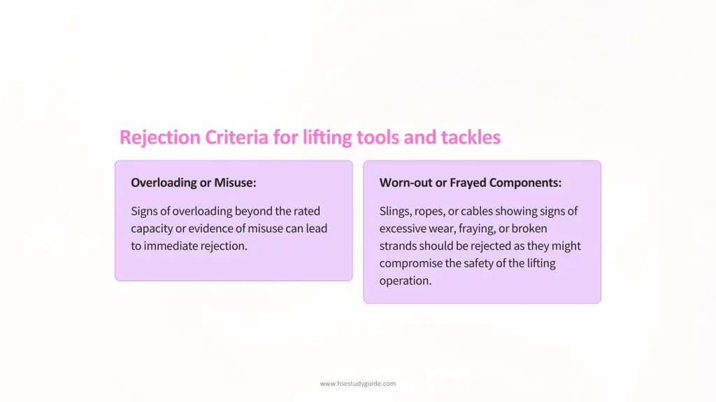 rejection criteria for lifting tools and tackles 2