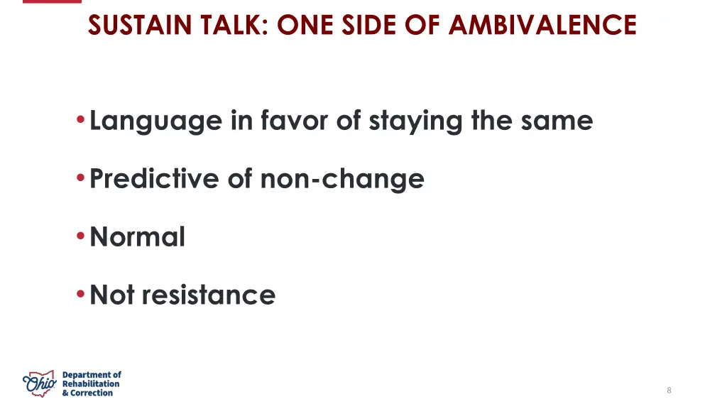 sustain talk one side of ambivalence