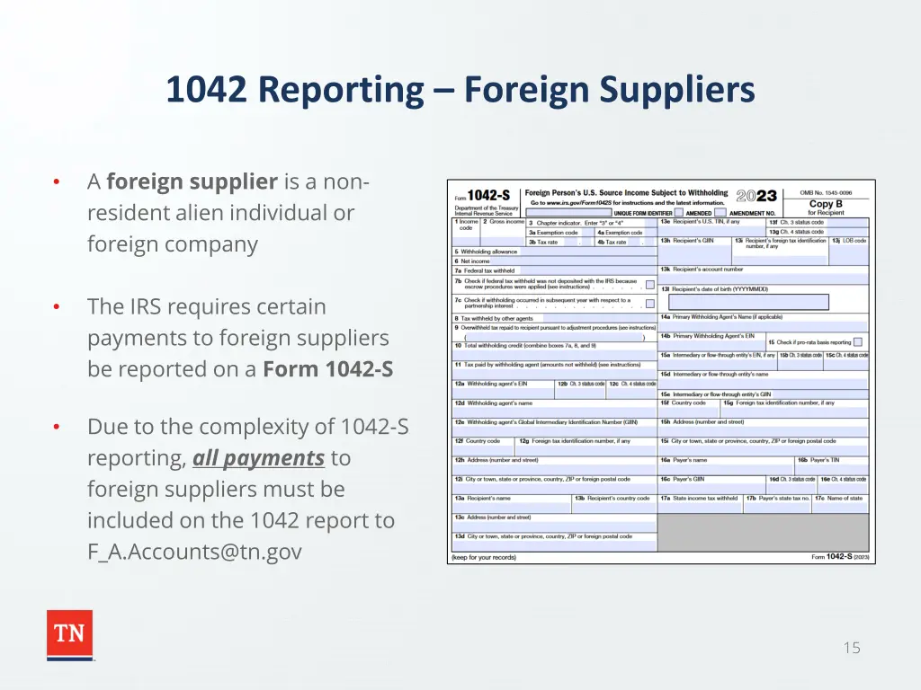 1042 reporting foreign suppliers