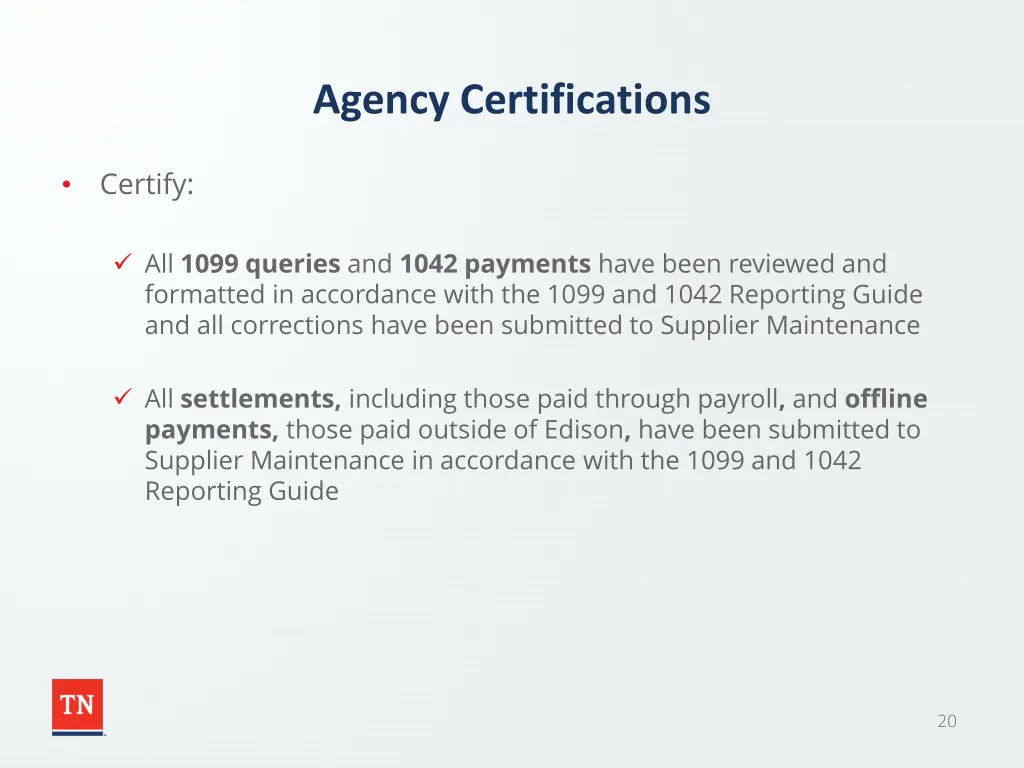 agency certifications
