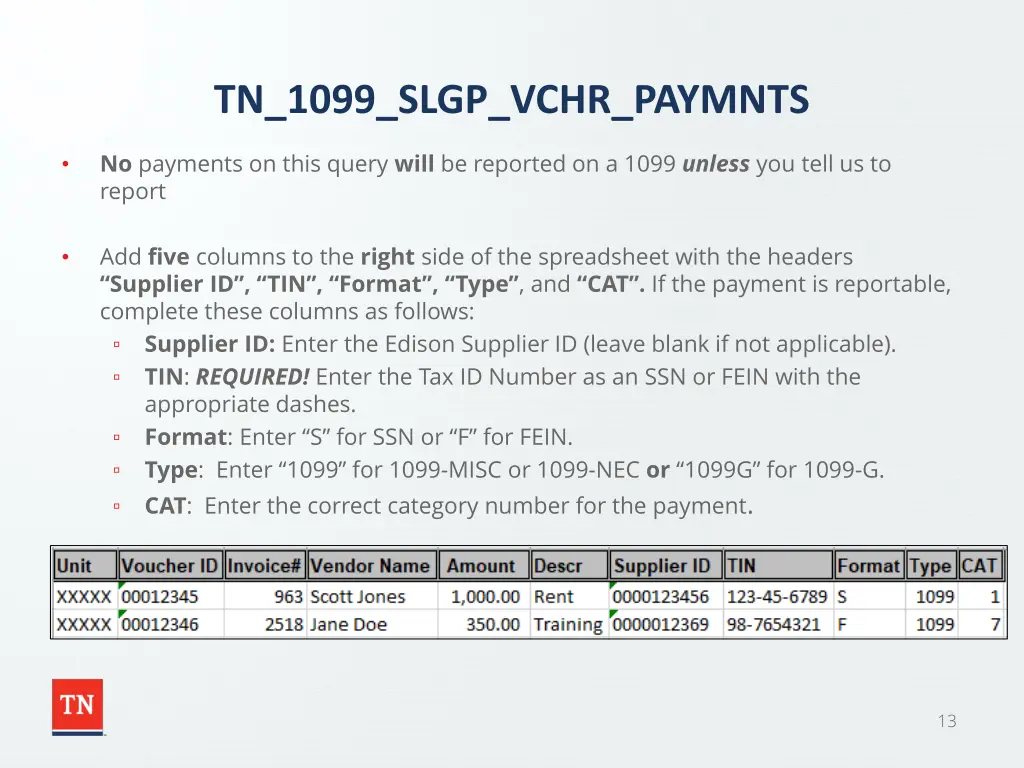 tn 1099 slgp vchr paymnts