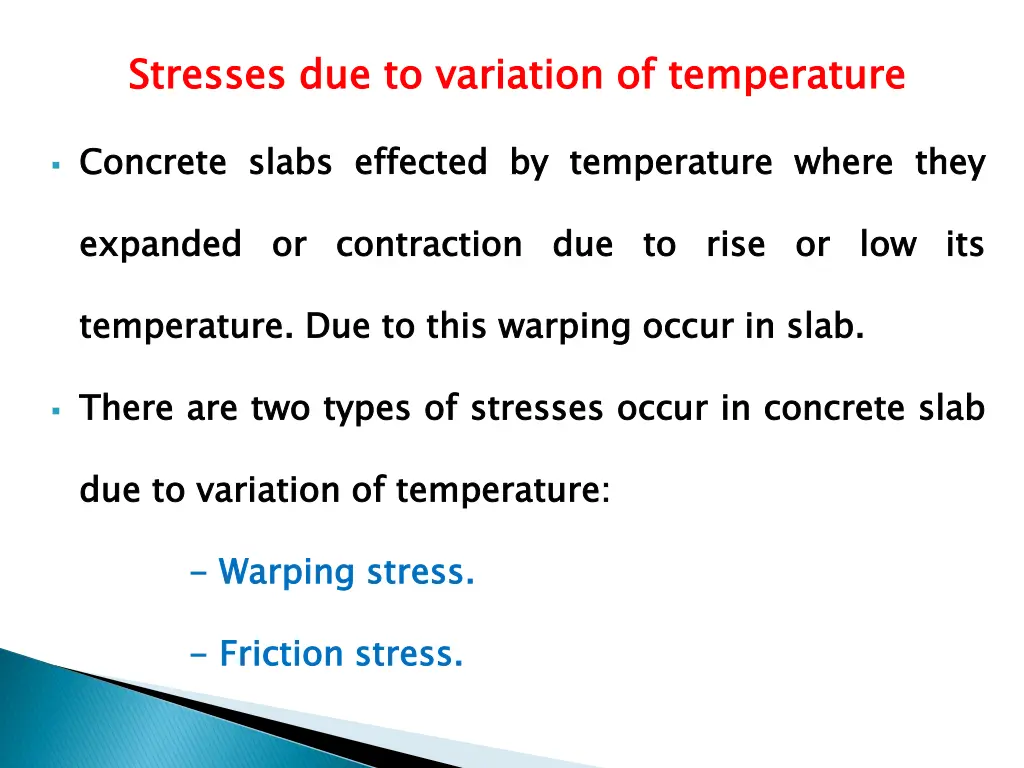 stresses due to variation of temperature