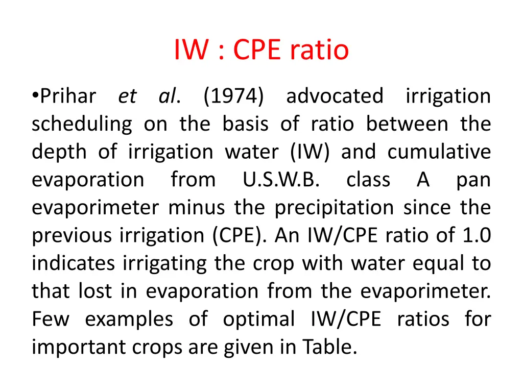 iw cpe ratio