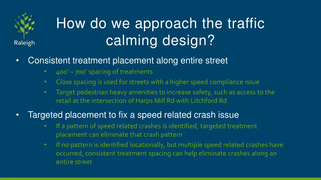 how do we approach the traffic calming design