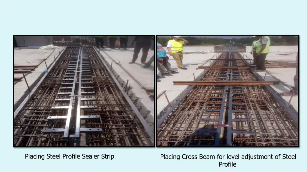 placing steel profile sealer strip