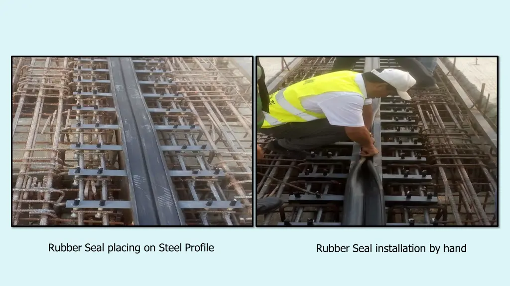 rubber seal placing on steel profile