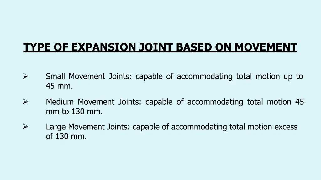 type of expansion joint based on movement