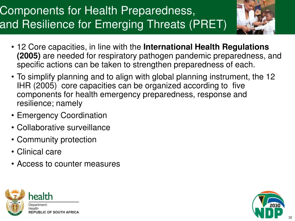 components for health preparedness and resilience