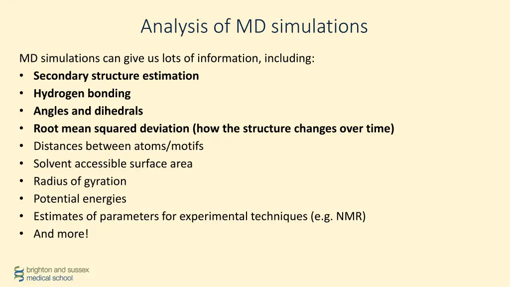 analysis of md simulations