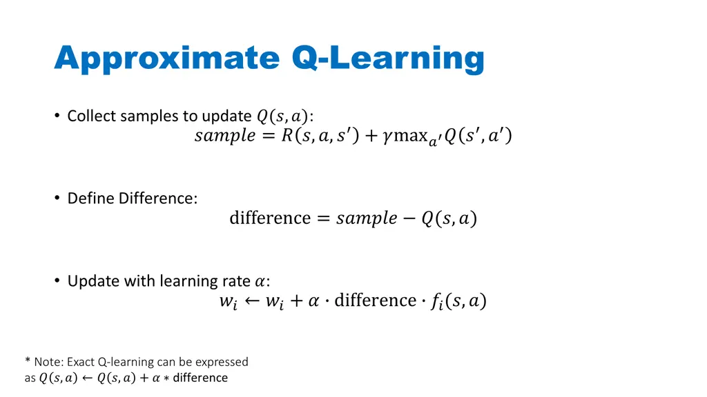 approximate q learning
