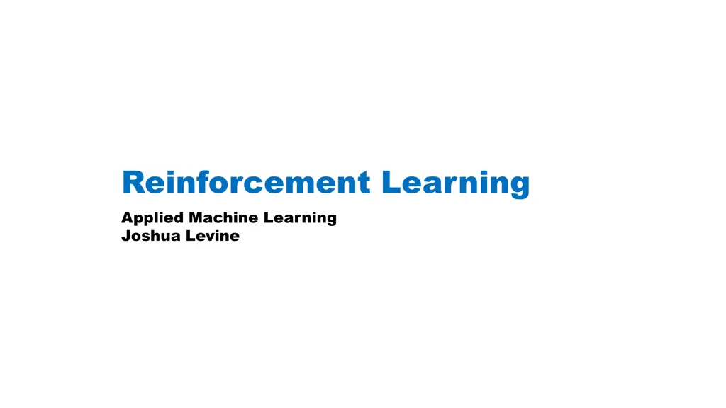 reinforcement learning applied machine learning