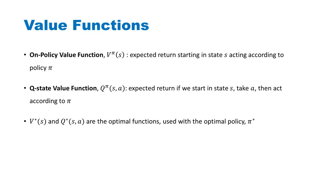 value functions