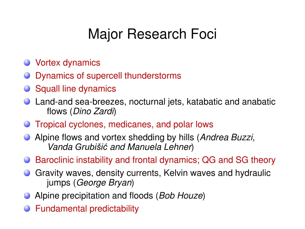 major research foci 1