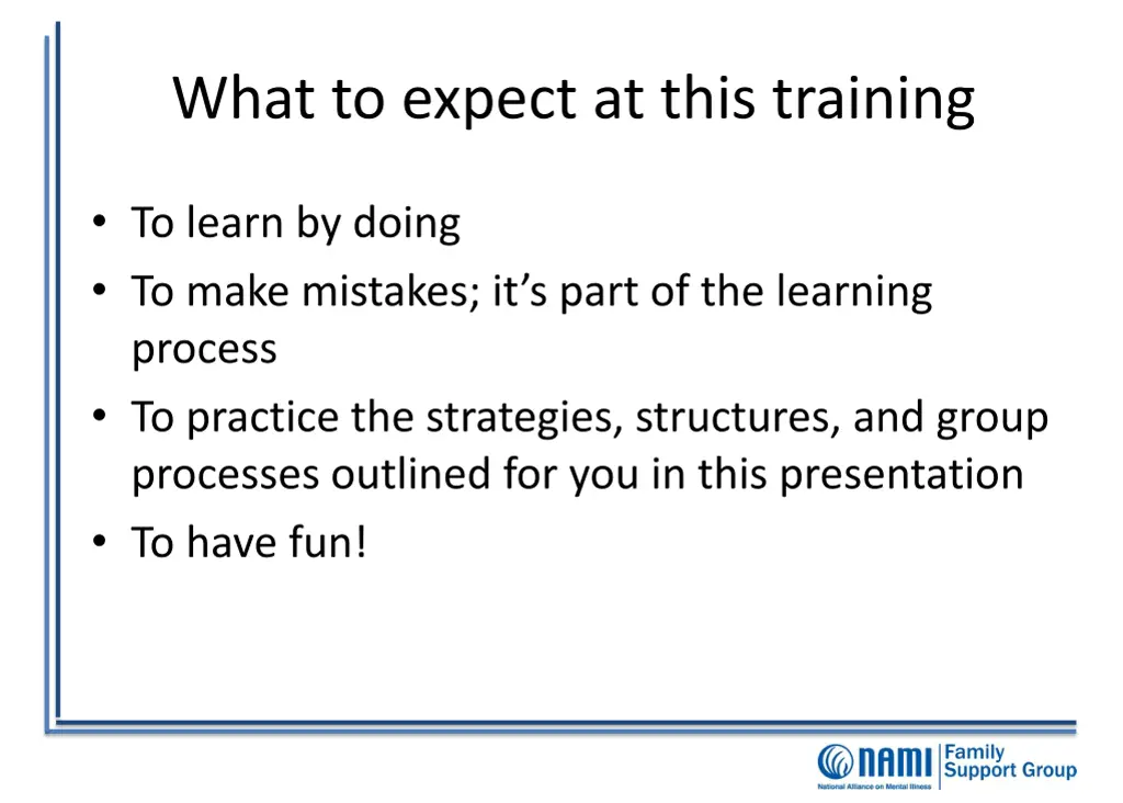 what to expect at this training