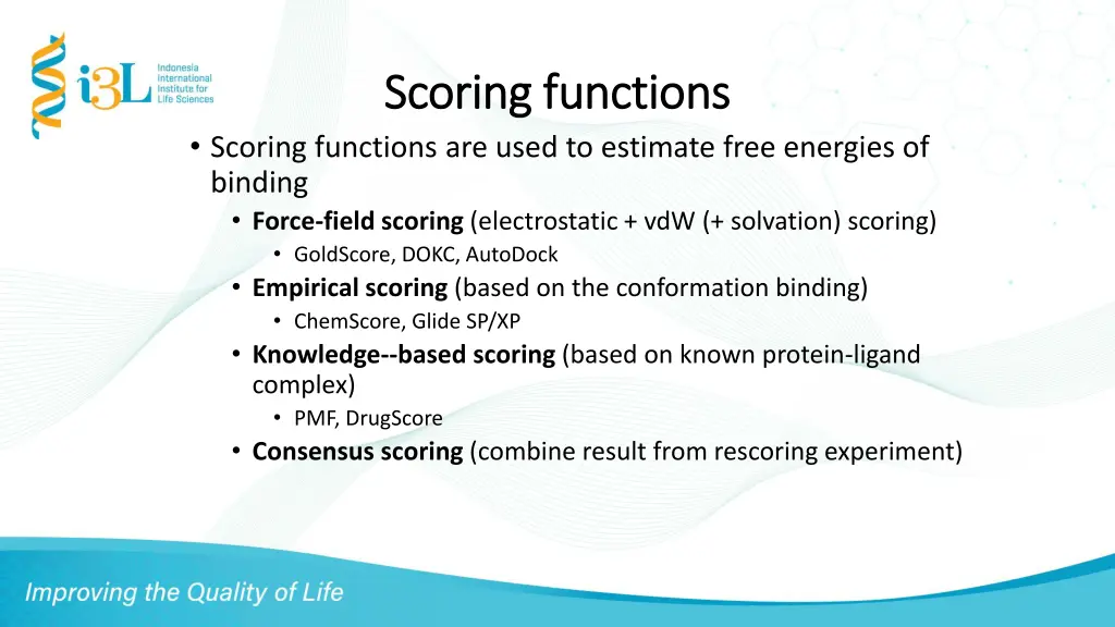 scoring functions scoring functions