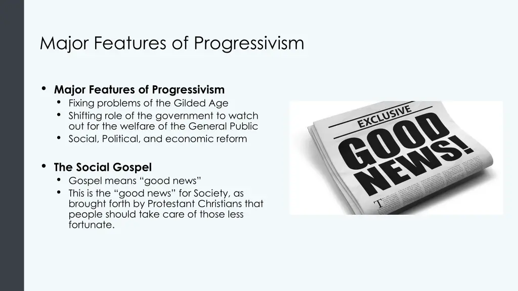 major features of progressivism