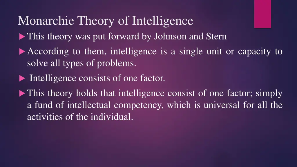 monarchie theory of intelligence this theory