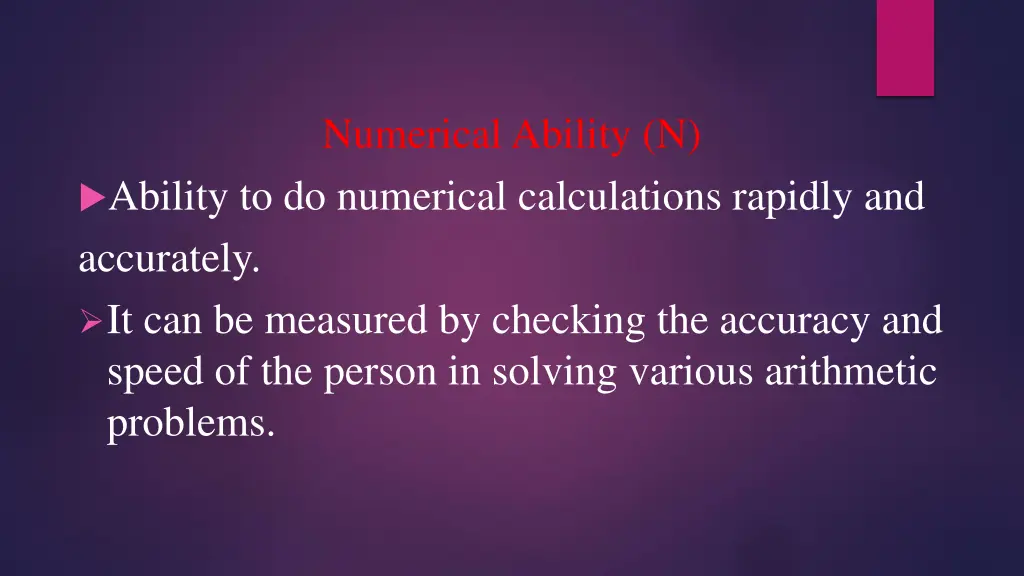 numerical ability n