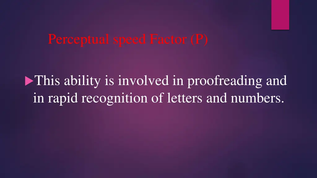 perceptual speed factor p