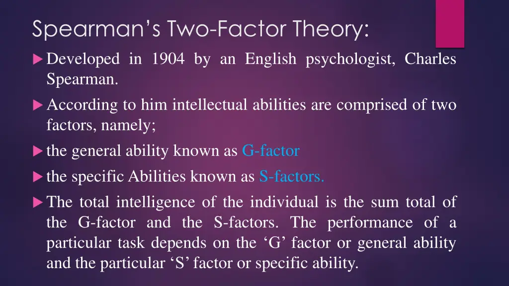 spearman s two factor theory