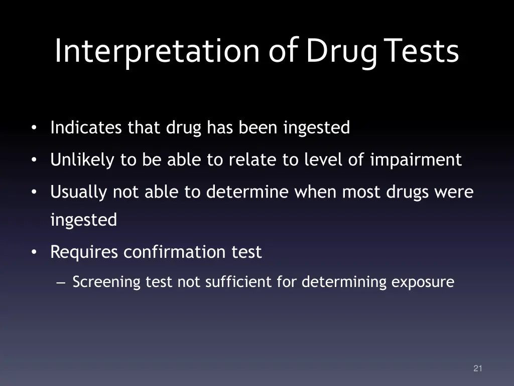 interpretation of drug tests 1