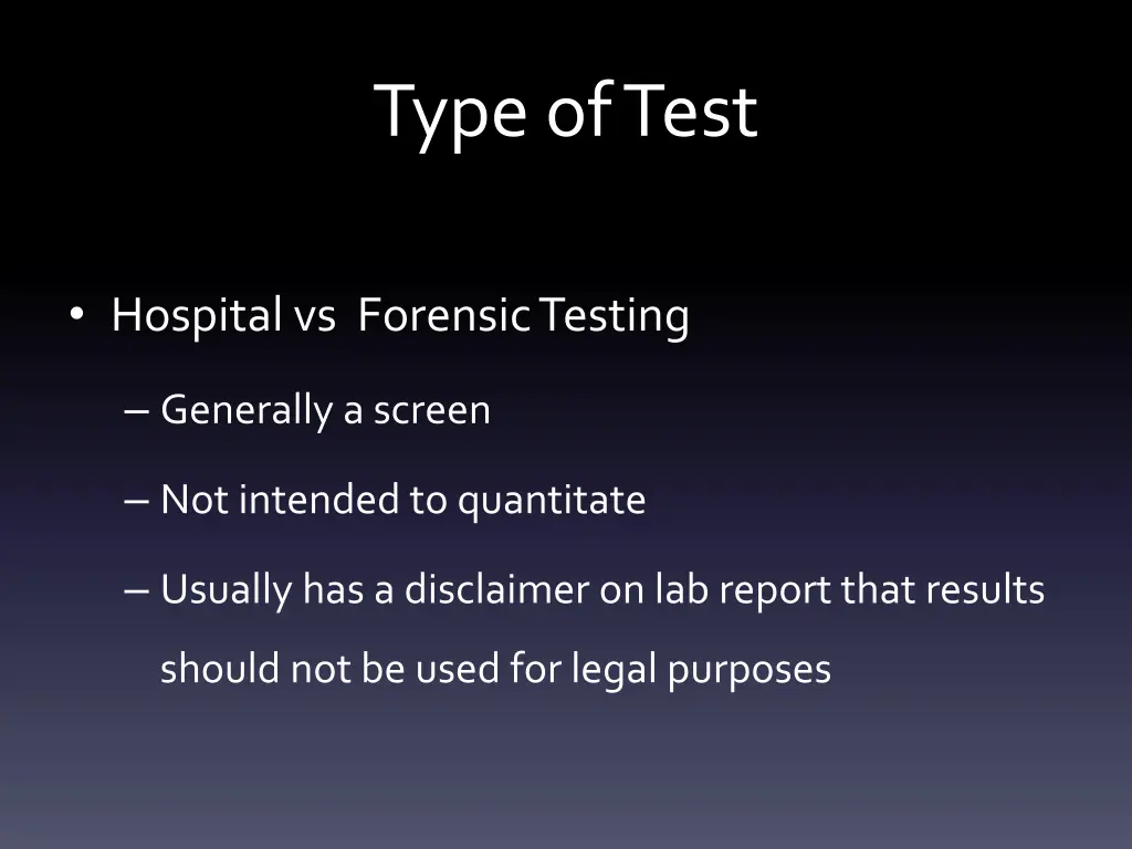 type of test 1