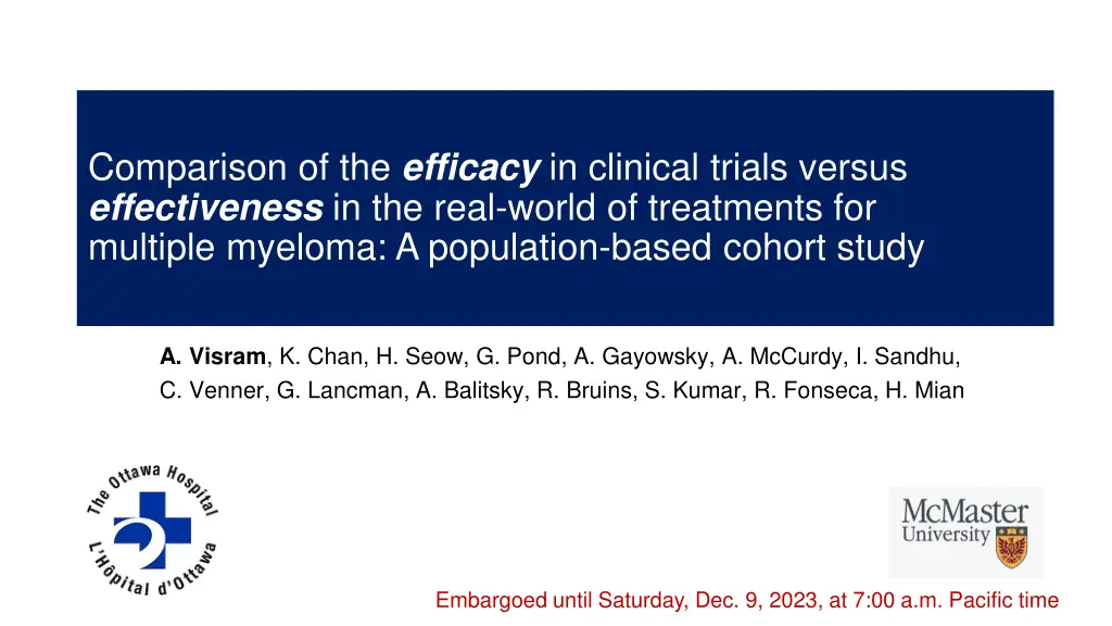 comparison of the efficacy in clinical trials