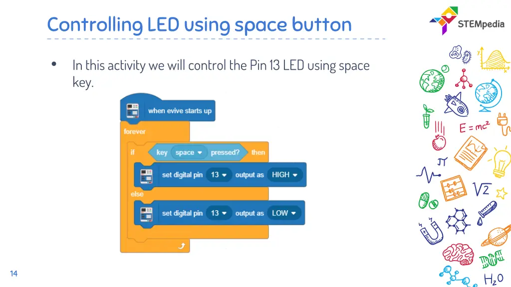 controlling led using space button