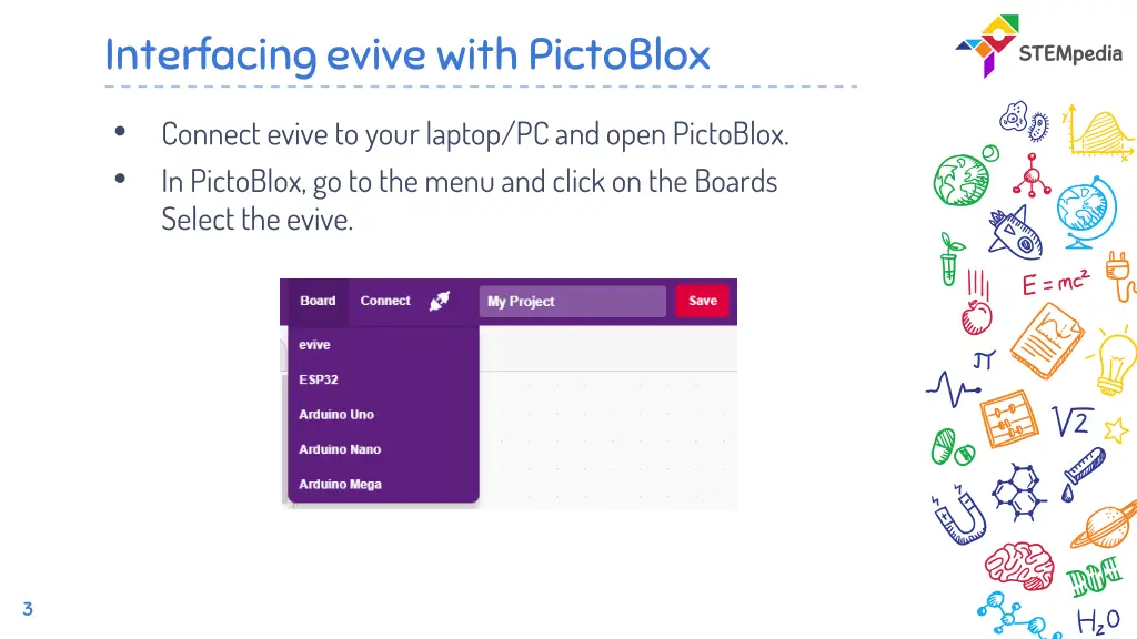 interfacing evive with pictoblox 1