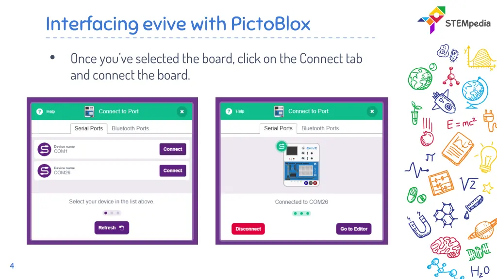 interfacing evive with pictoblox 2