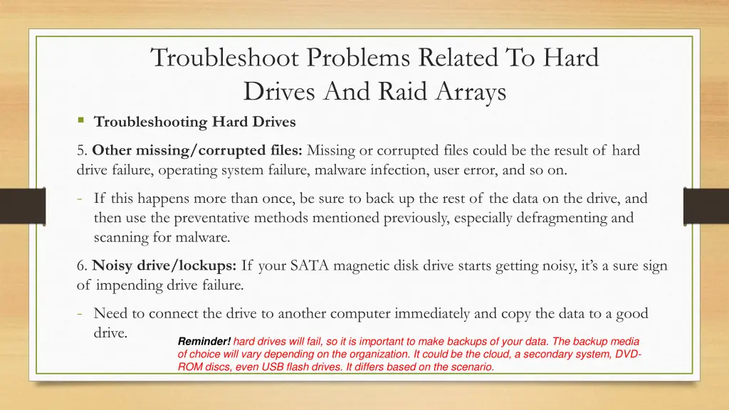 troubleshoot problems related to hard drives 2