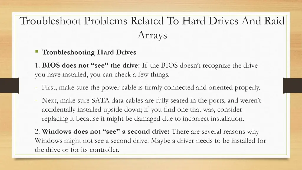troubleshoot problems related to hard drives