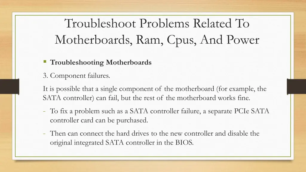 troubleshoot problems related to motherboards 2