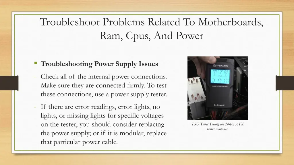 troubleshoot problems related to motherboards 9