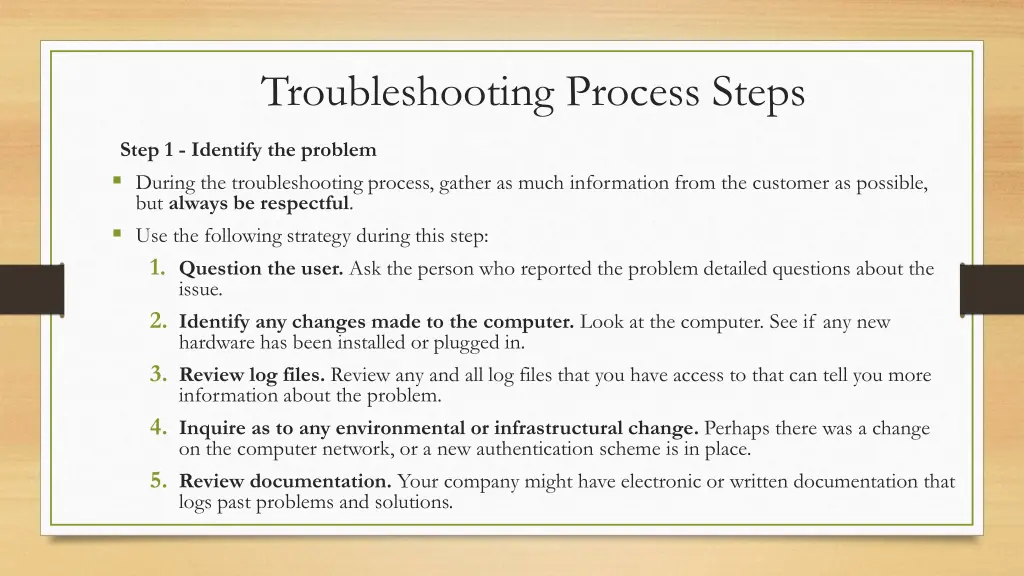 troubleshooting process steps